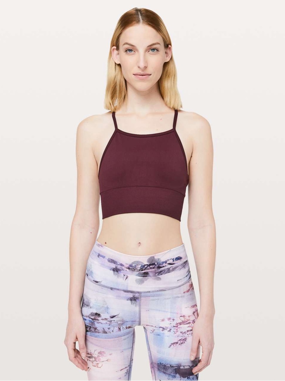 LULULEMON ebb to the street bra longline maroon size 4